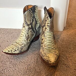 Old Gringo Snakeskin Ankle Boots in Green and Brown
